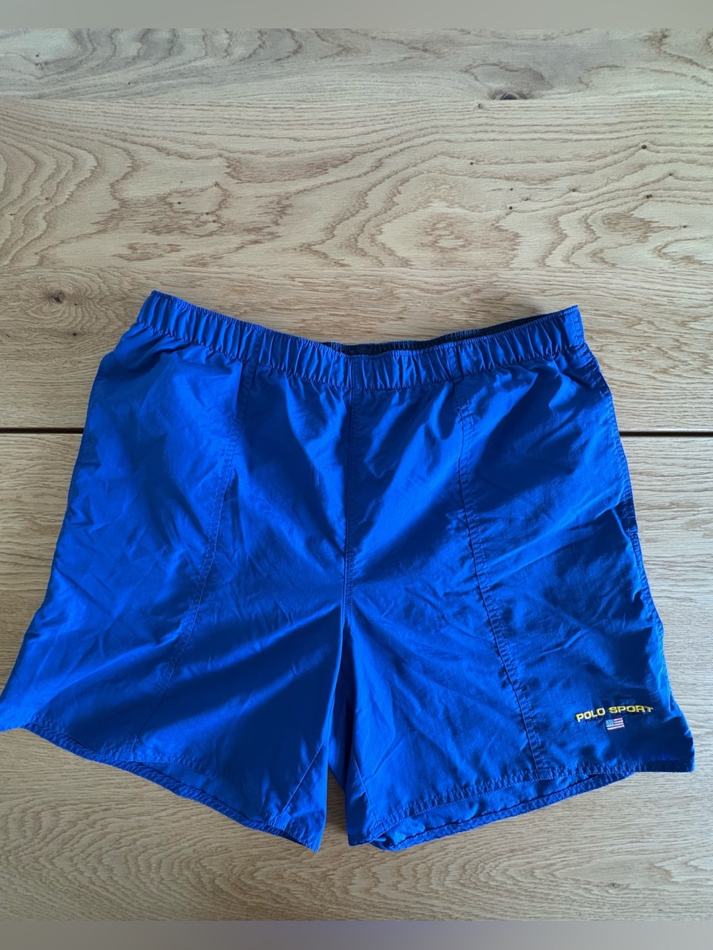 Vintage Polo Sport Ralph Lauren Swim Trunks Shorts Mens Large Blue USA Flag